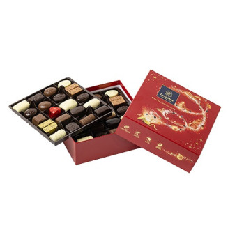 Coffret rouge carré 2 niveaux - 600gr